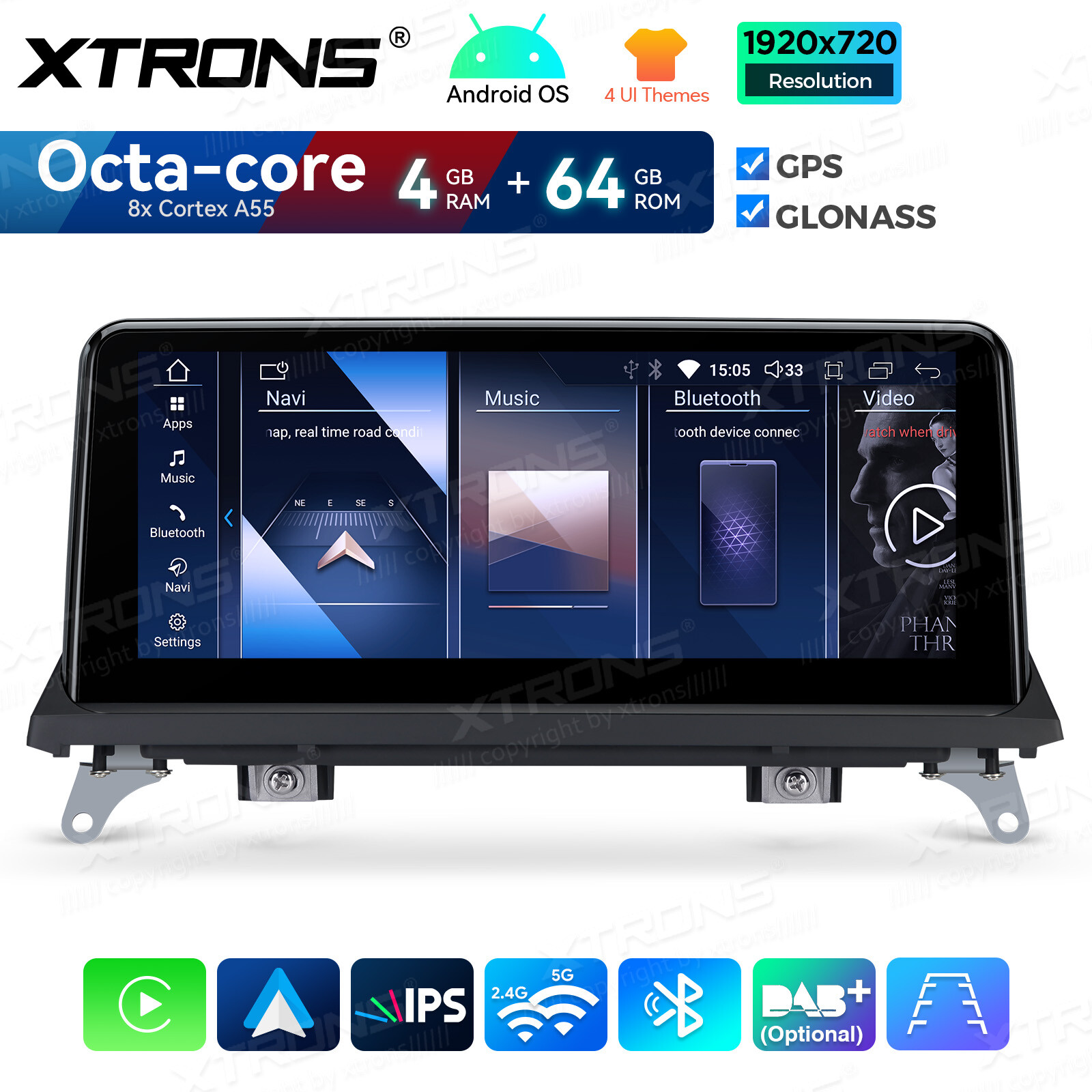 10.25″ Android 12 Car GPS Radio Stereo Navi 64G BT for BMW X5 X6 E70 E71 CIC CCC