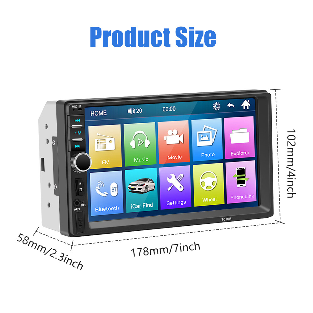 7″ Car Stereo Radio Double 2 DIN Touch Screen For IOS & Android Bluetooth FM MP5