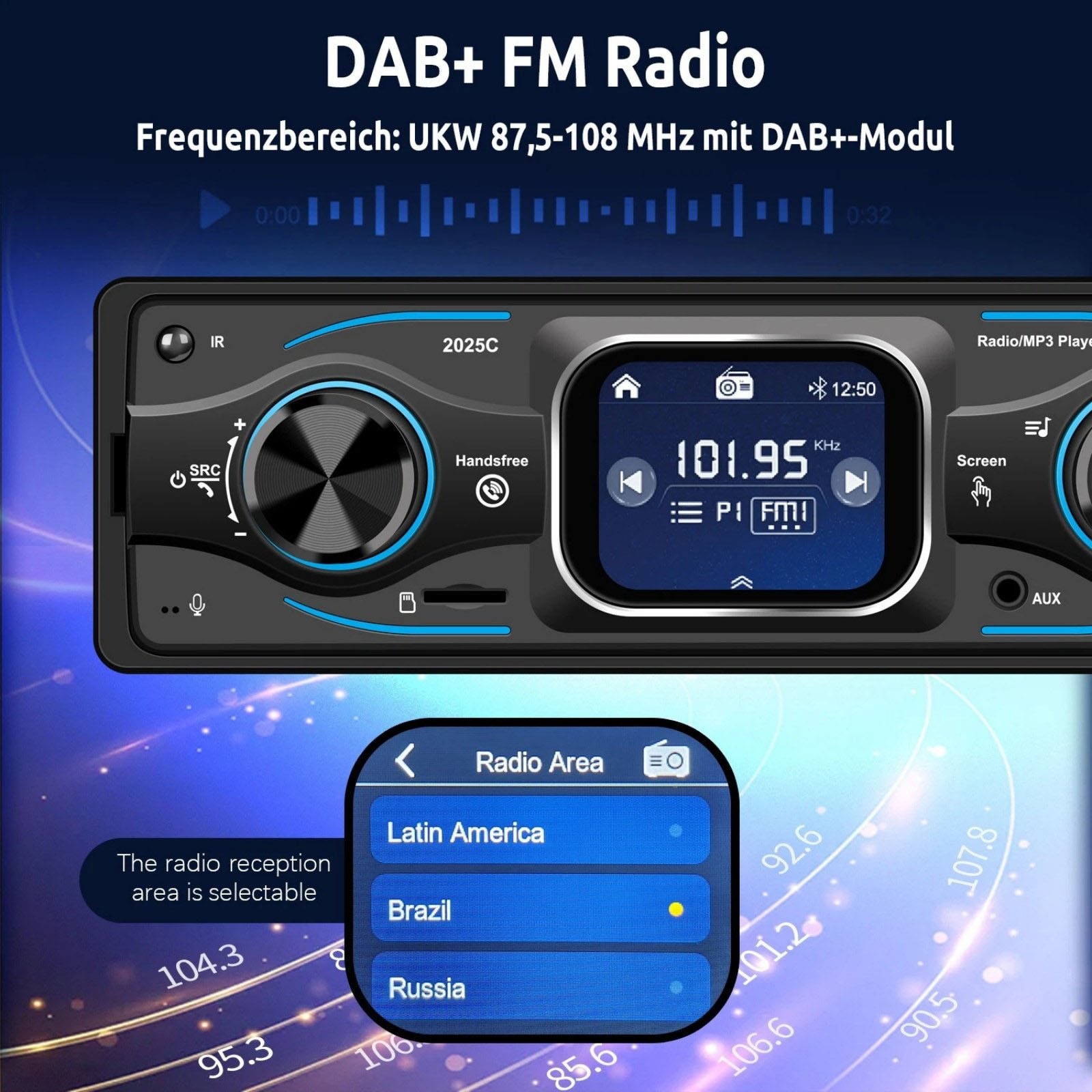 Bluetooth 6.0 Car Radio with AVRCP Profile, FM Radio with 18 Station Presets