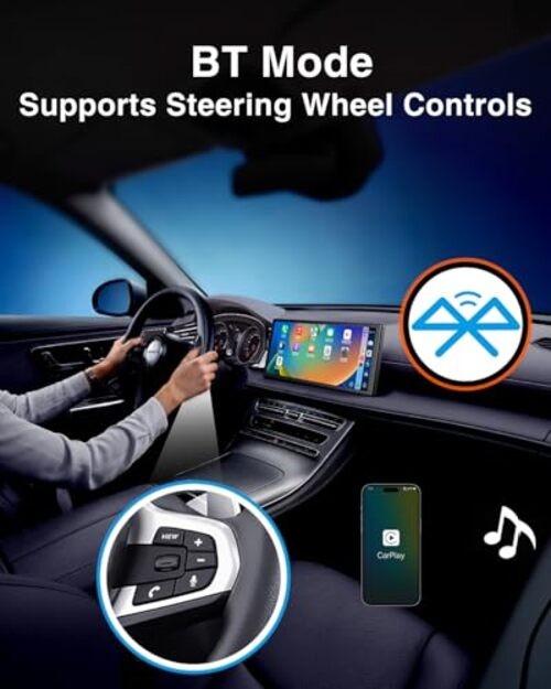 10.25″ CarPlay Screen with Dashcam & Apps, Built-in Google-Play & 6GB+128GB,