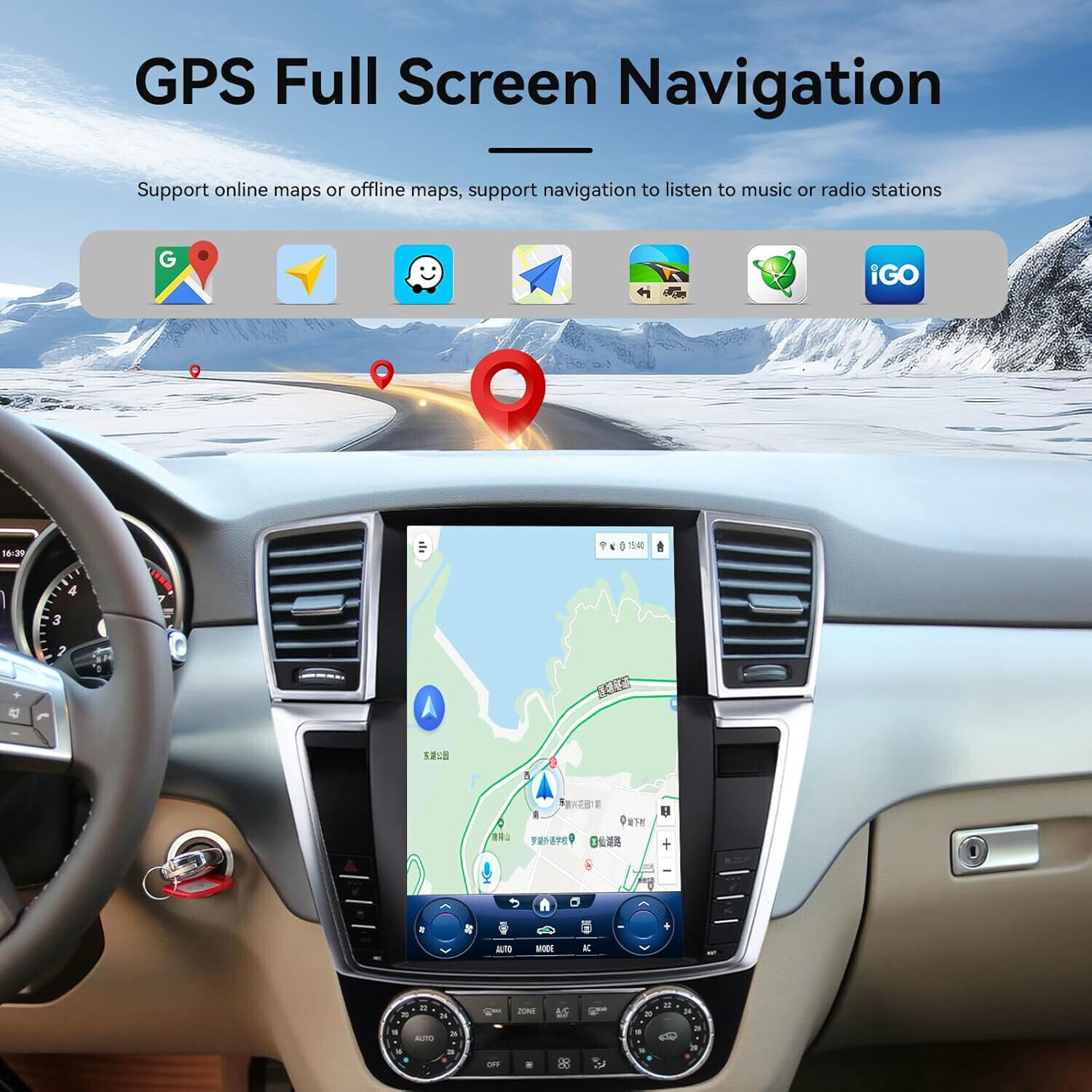 12.1″ Car Stereo Radio Android Navigation 64G For Benz ML GL W166 X166 2012-2015