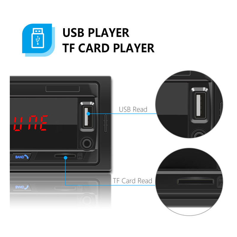 Single 1 Din Audio Digital Car Radio FM Charging USB/AUX/TF Bluetooth Player MP3