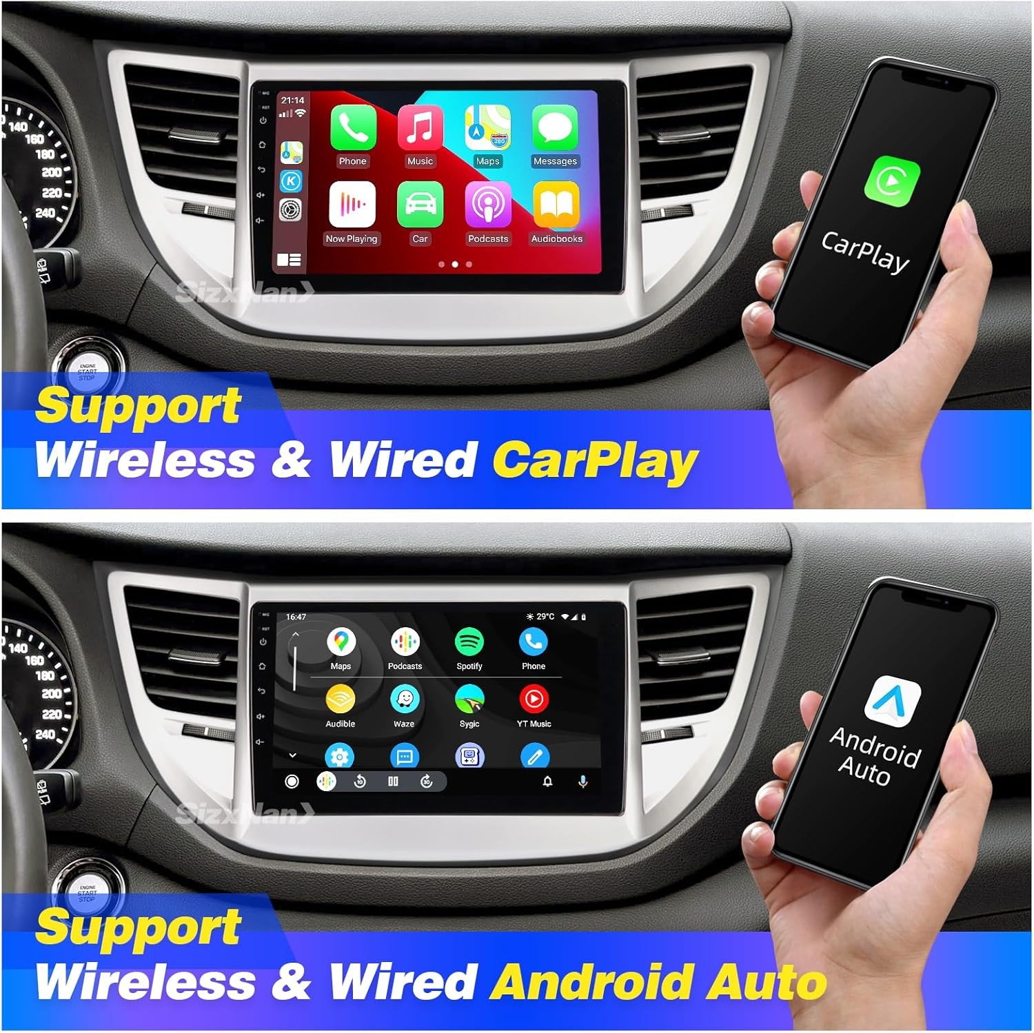 Car Stereo for Hyundai Tucson (2016–2018) , Wireless CarPlay & Android Auto 2+32