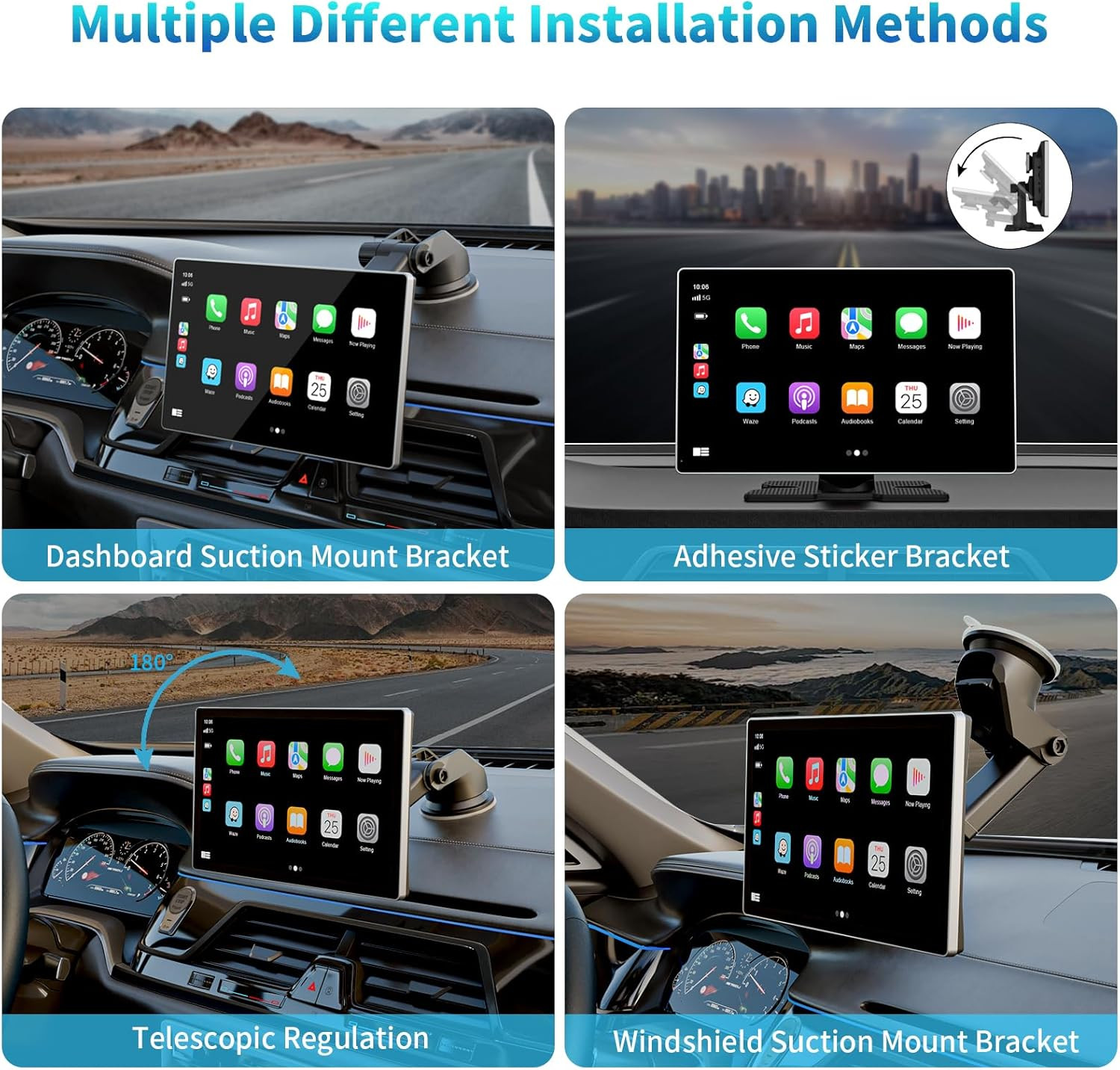 9″ Wireless Apple CarPlay & Android Auto Screen with 4K Dash Cam & GPS