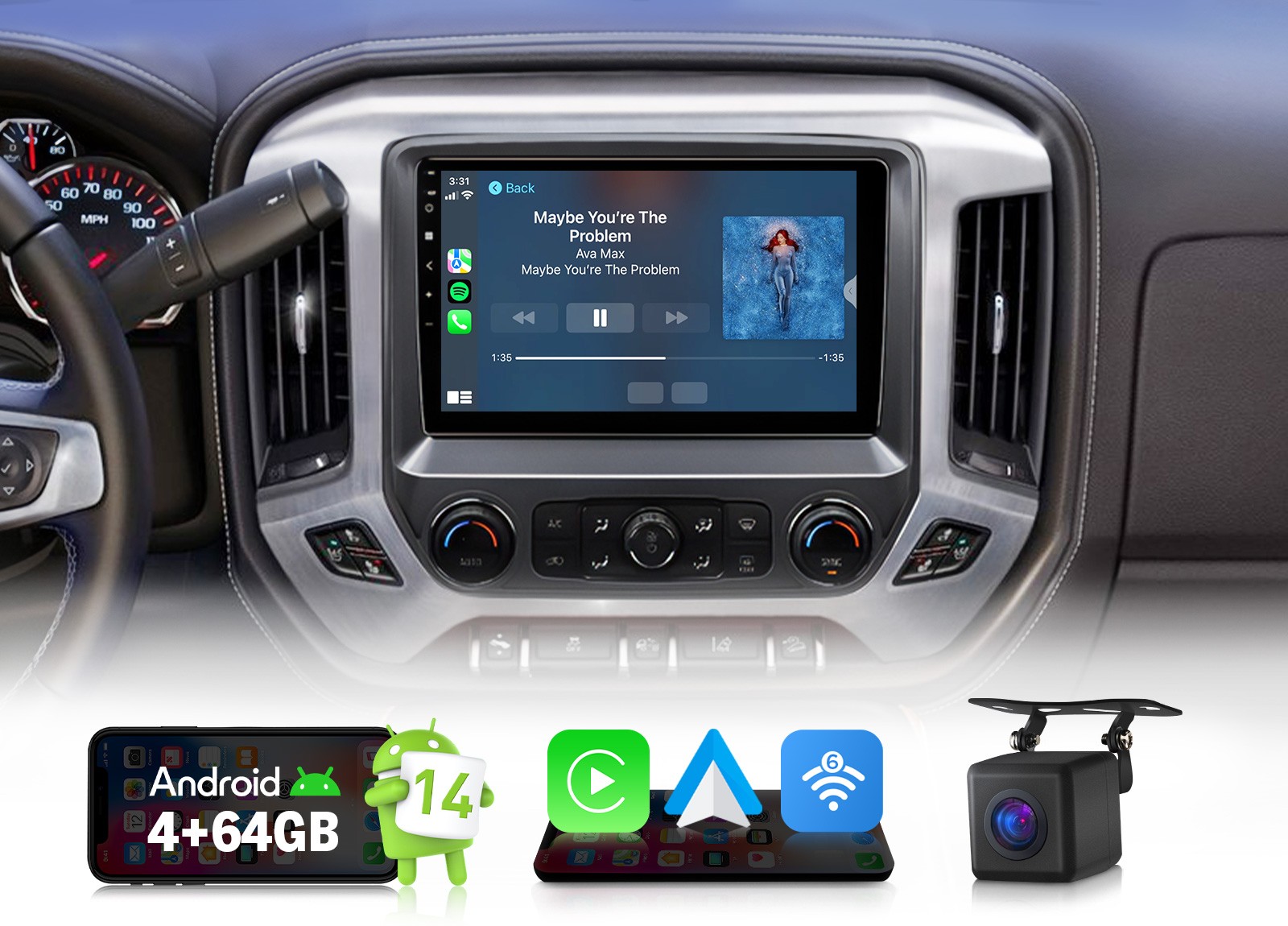 10.1″ Android 14 For GMC Sierra 2014-2018 Car Stereo Wireless CarPlay Navigation