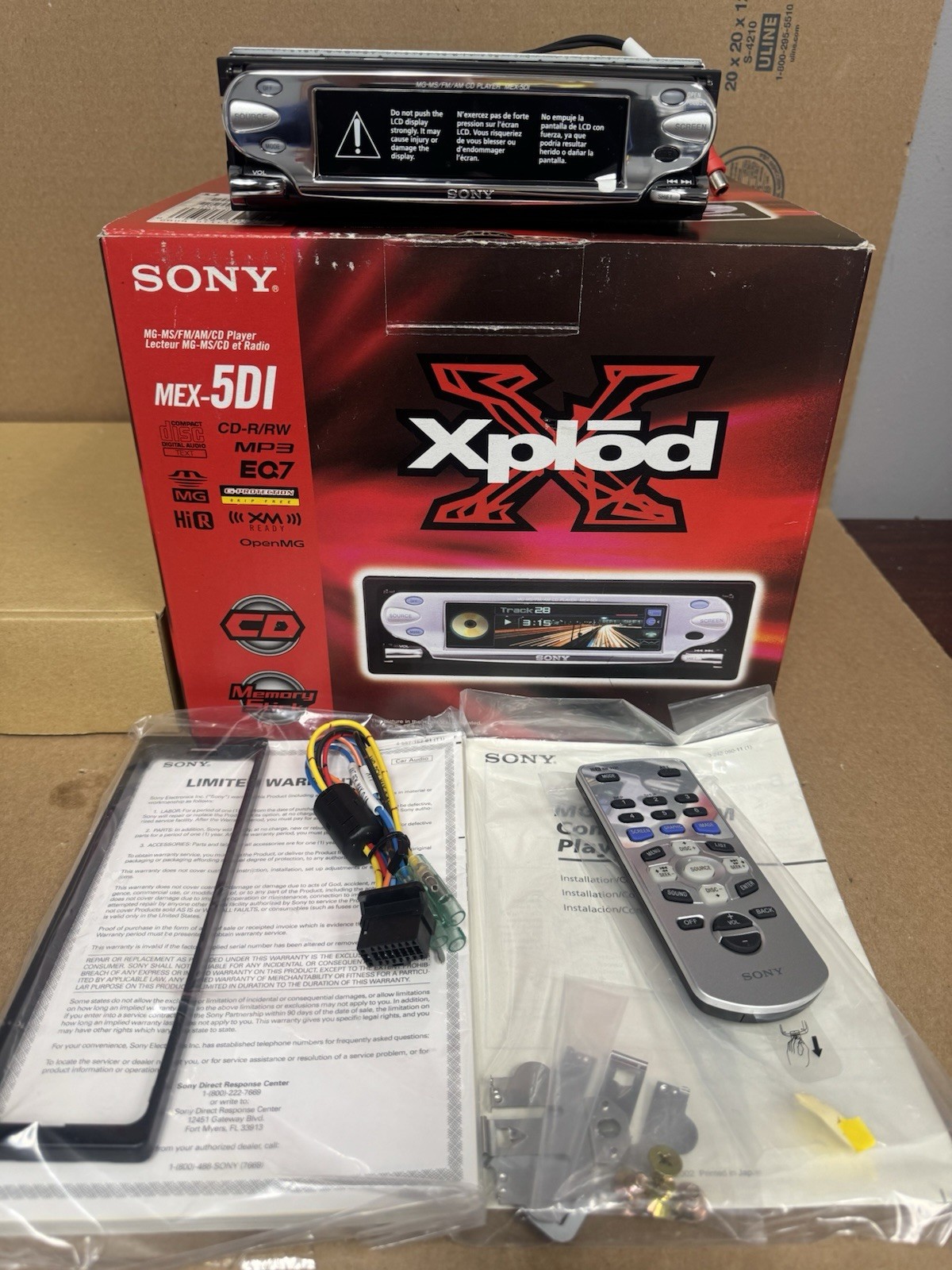 Sony MEX-5DI CD Player/Mp3 In-Dash Receiver with Remote and Manual New Open Box