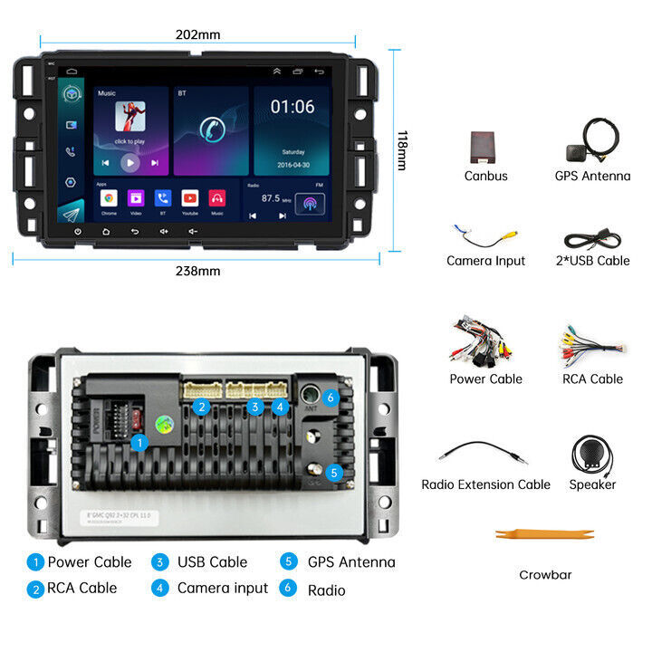 For 2006-2013 Chevrolet Impala WiFi Apple Carplay Radio Android 13.0 RDS GPS Nav