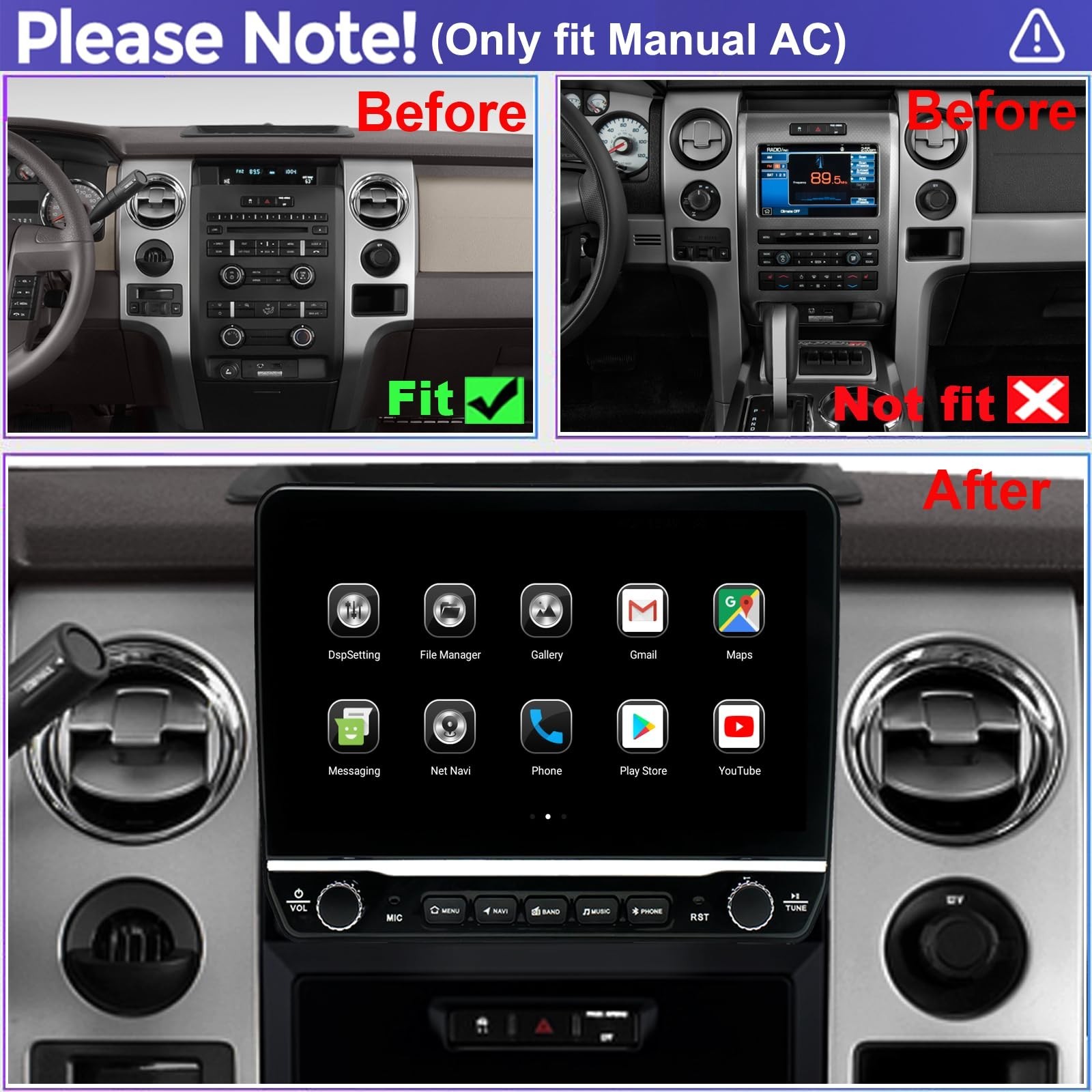 for Ford F150 Radio Upgrade 2009 2010 2011 2012,QLED Touch Screen Stereo,8 Co…