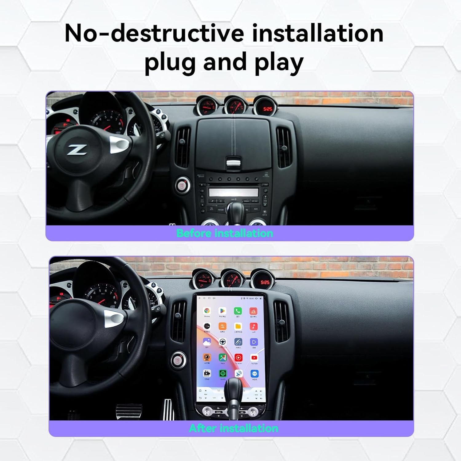14.5″ Android 13 Car Radio GPS Navi Carplay Stereo 4+64G For Nissan 370Z 2005-19