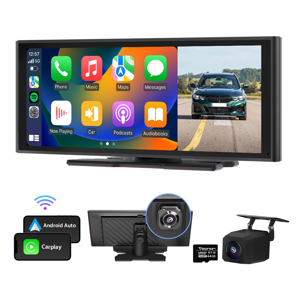 10.26″ IPS Wireless Portable CarPlay Android Auto Car Stereo Radio Bluetooth 4K