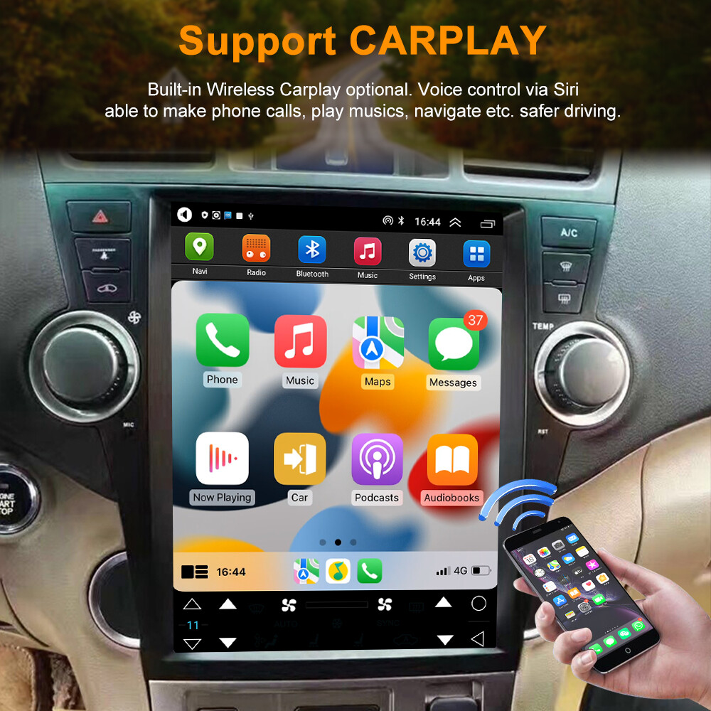 12.1″HD Car Video Player for Toyota Highlander 2009-2013 BT Music GPS WiFi DSP