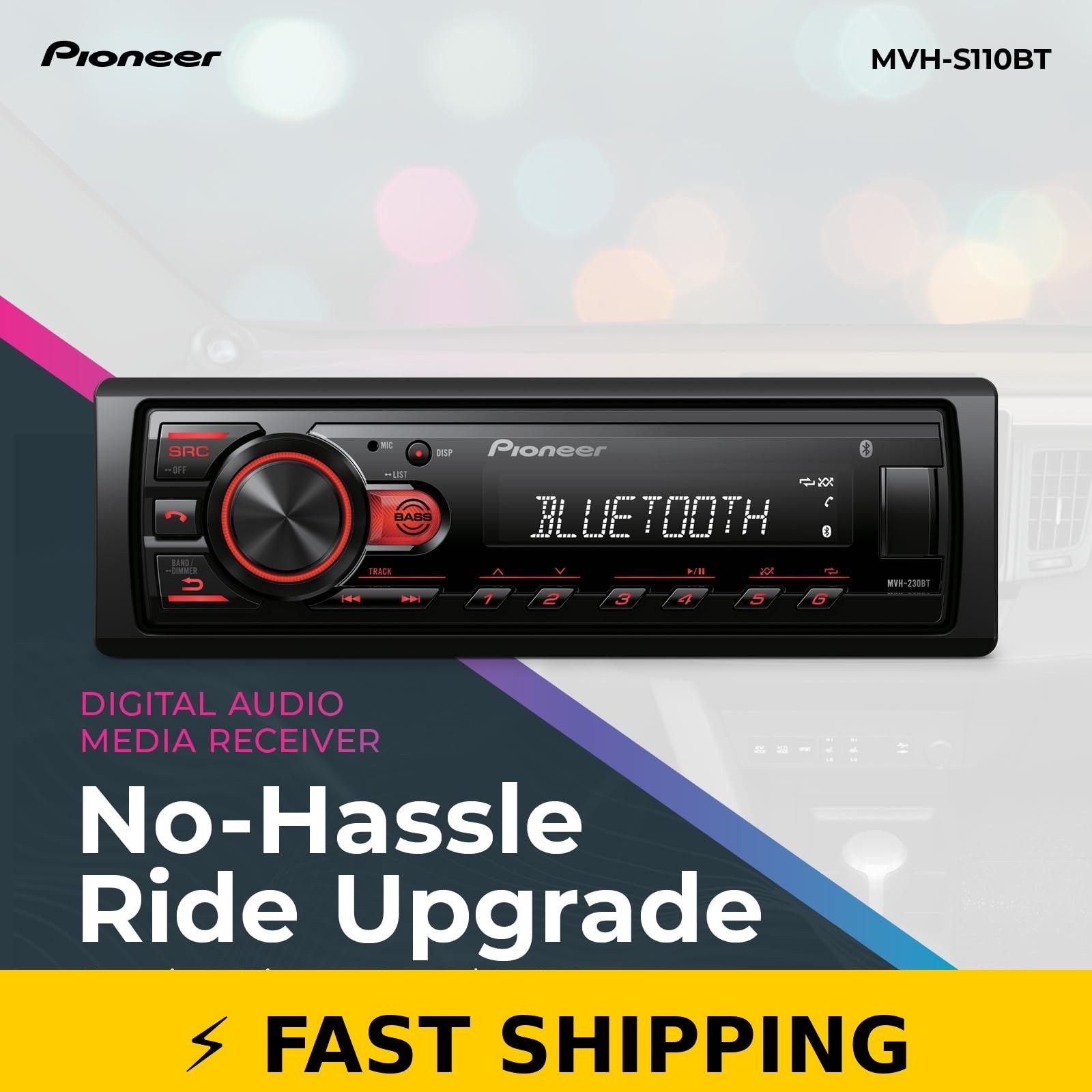 Pioneer MVH-S110BT Car Stereo – Bluetooth, USB Input, 50W x 4 Output