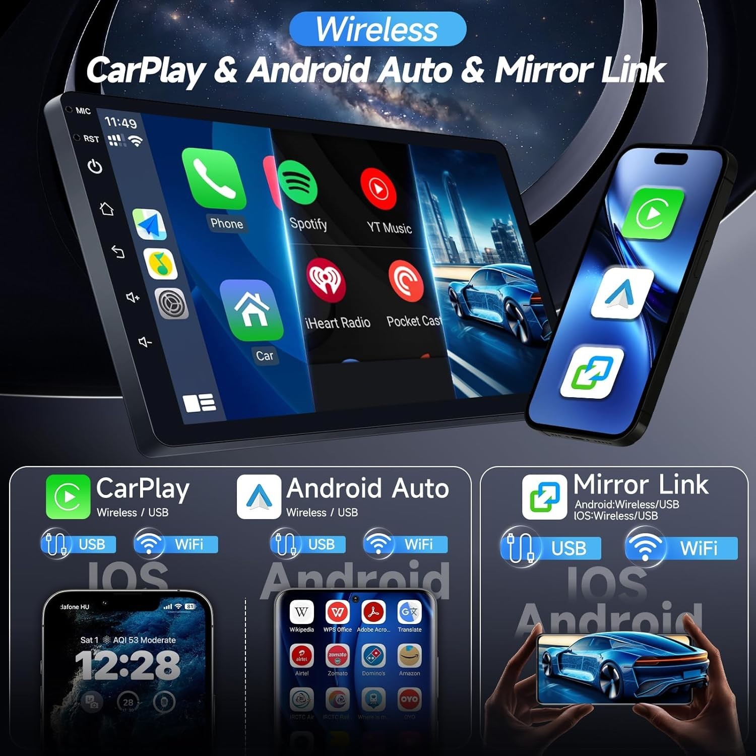 10.1″ 8Core 32G Android Auto Carplay for Toyota Corolla 2014-2016; Non-JBL
