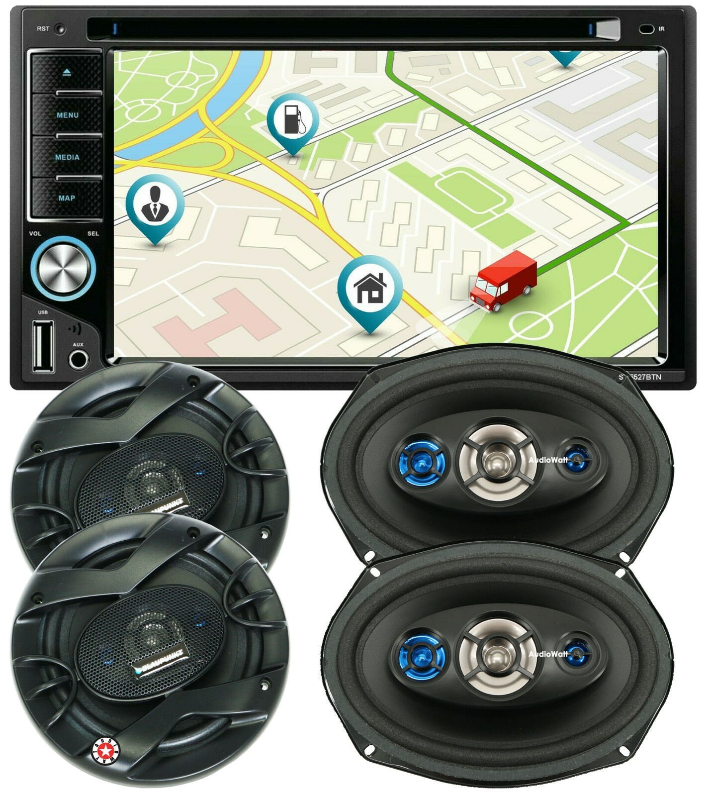 Blaupunkt 6.5″ & 6×9″ 4 Speakers + 200W 6.2″ Mirror Link GPS For Android & IOS