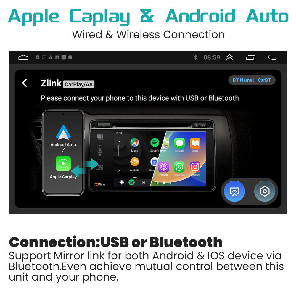 GPS Navi Apple Carplay Car Stereo Radio Android 13 For Honda Odyssey 2005-2010