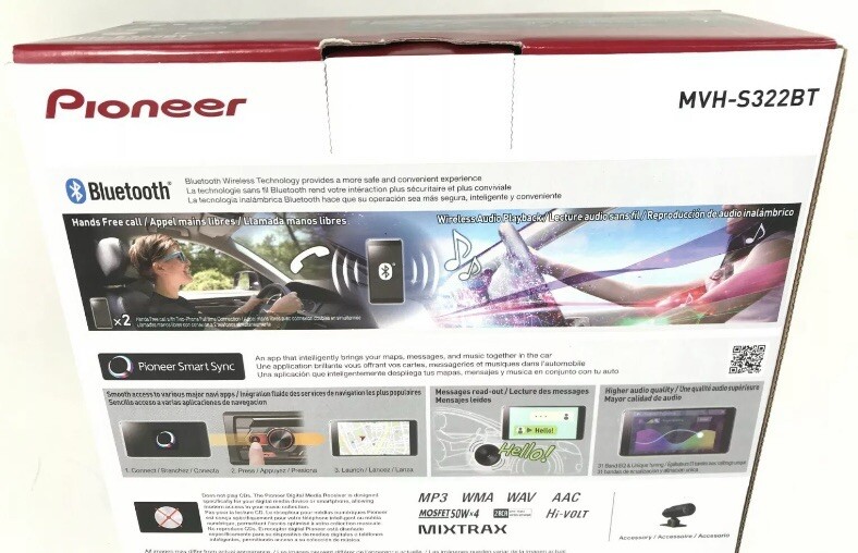 PIONEER MVH-S322BT Digital Media Receiver AUX USB EQ Bluetooth iPhone Android