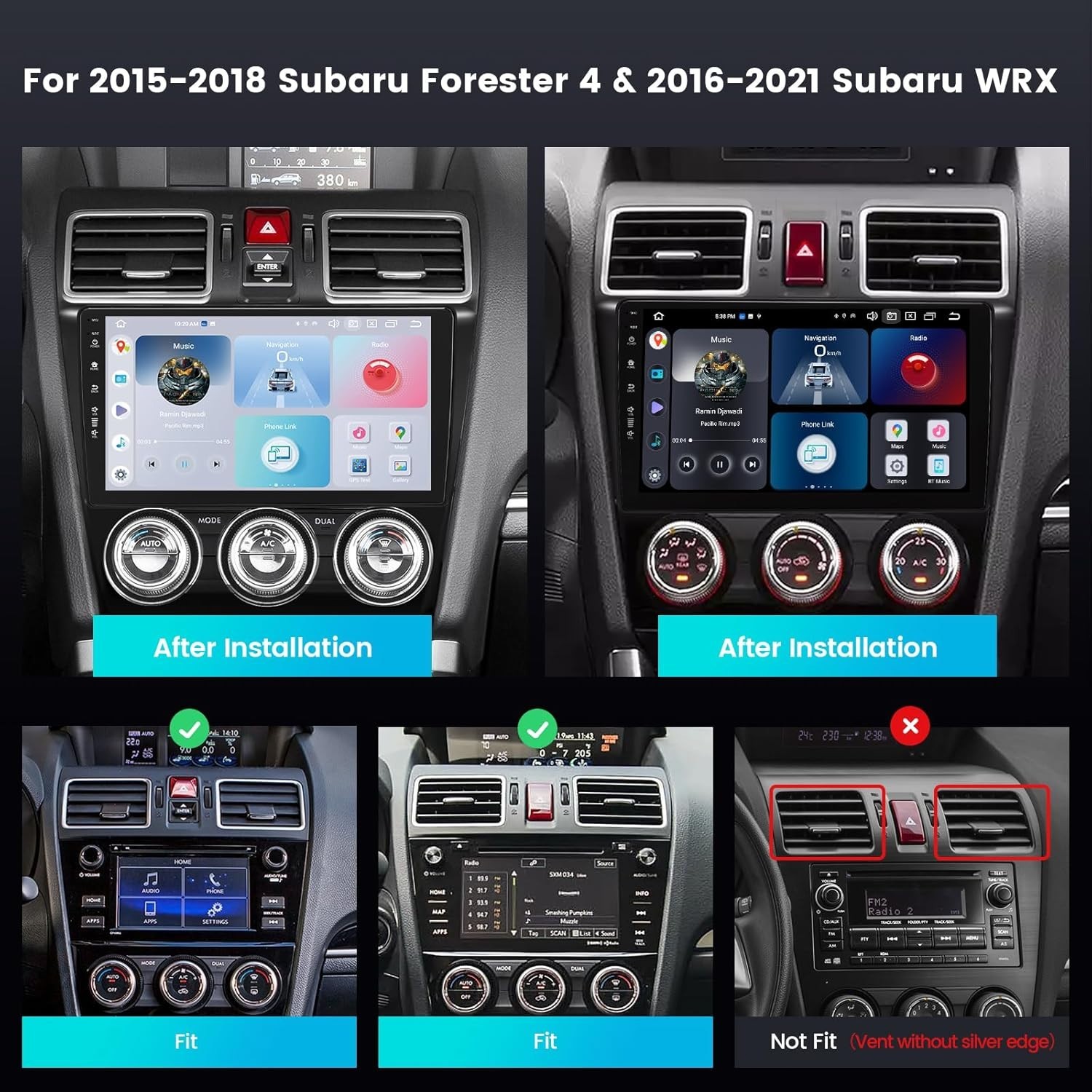 Roadanvi 9″ Car Stereo for 2015-2018 Subaru Forester 4 & 2016-2021 WRX Carplay