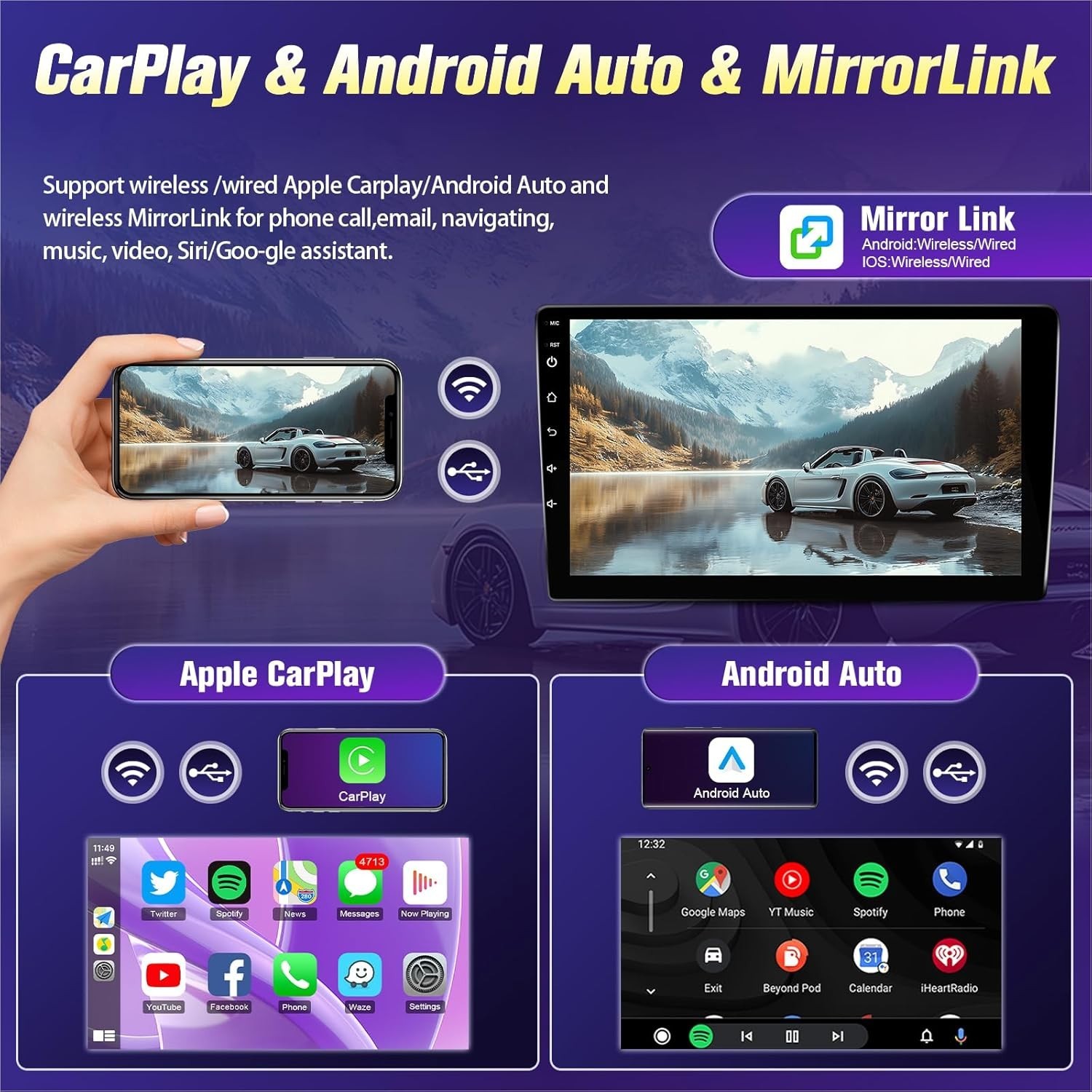9″ 32G Android Auto Carplay for 2016-2021 Honda Civic w/ JBL Audio; Free Camera