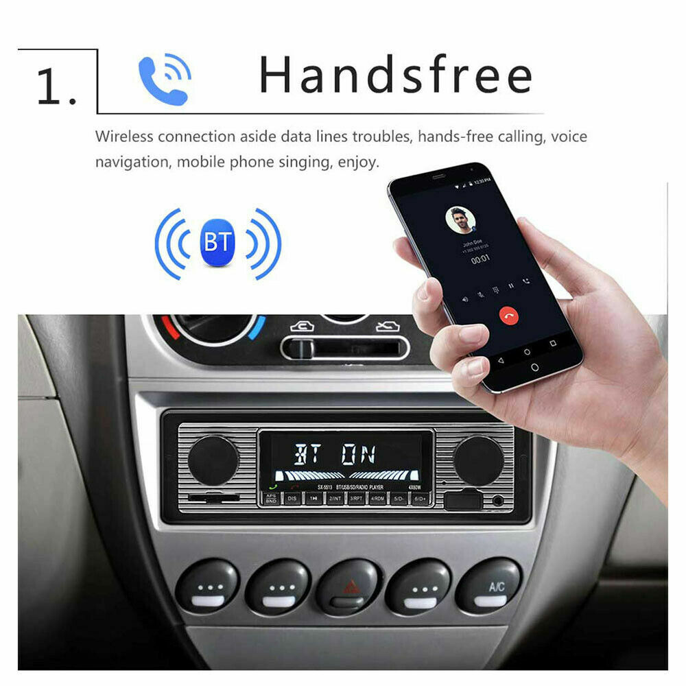 Vintage Bluetooth FM Radio Car Stereo MP3 Player USB AUX Audio Receiver