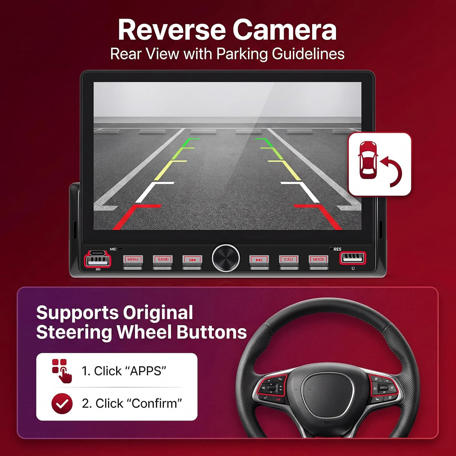 Single Din Car Radio with Bluetooth Ios/Android Mirror Link Share Same Video, 7″