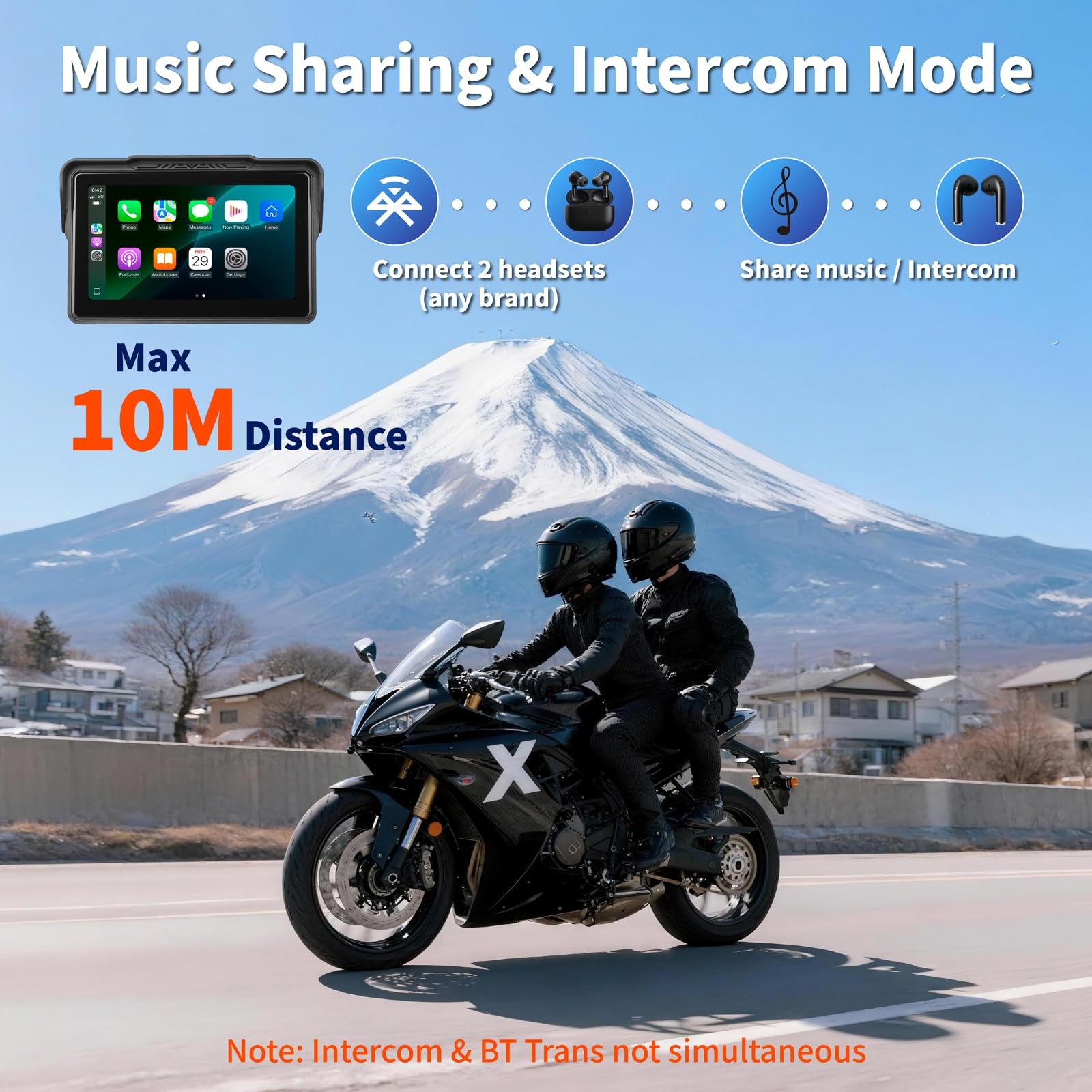 Motorcycle CarPlay Screen 7″, Waterproof GPS Display for Motorbike, Wireless …