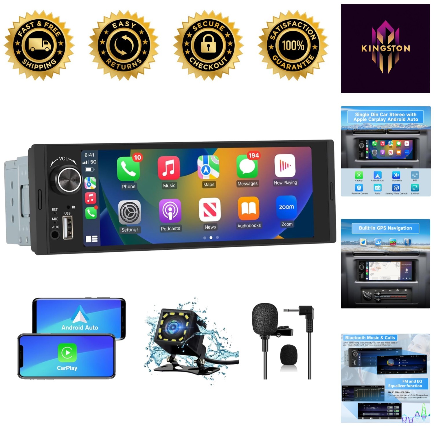 Bluetooth Stereo with 720P Backup Camera and 5-Band EQ for Perfect Audio Control