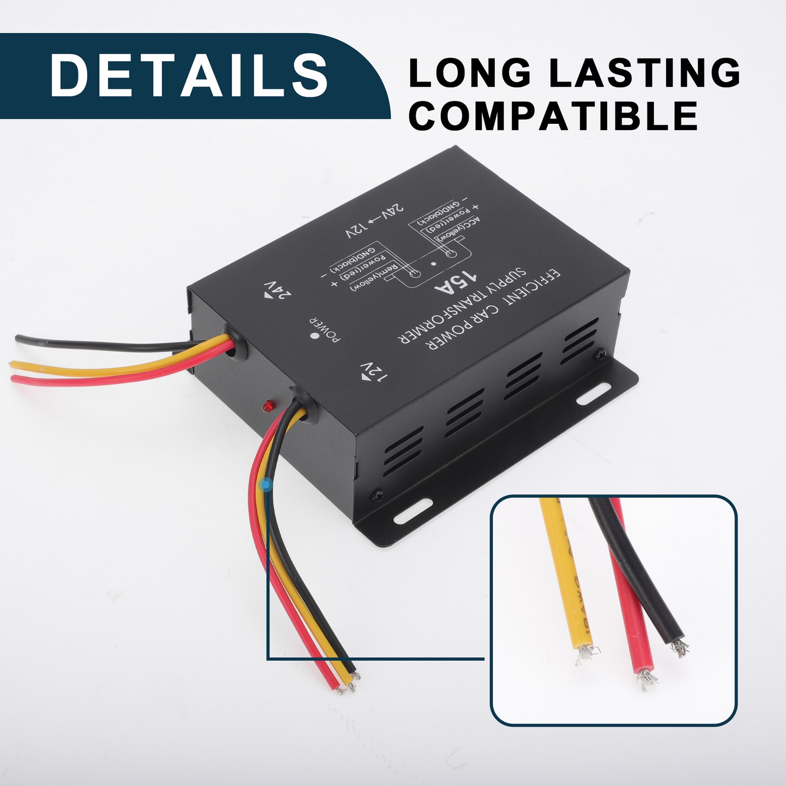 Trucks 24V Step Down to 12V Car Power Supply Converter Module 15A Compatible