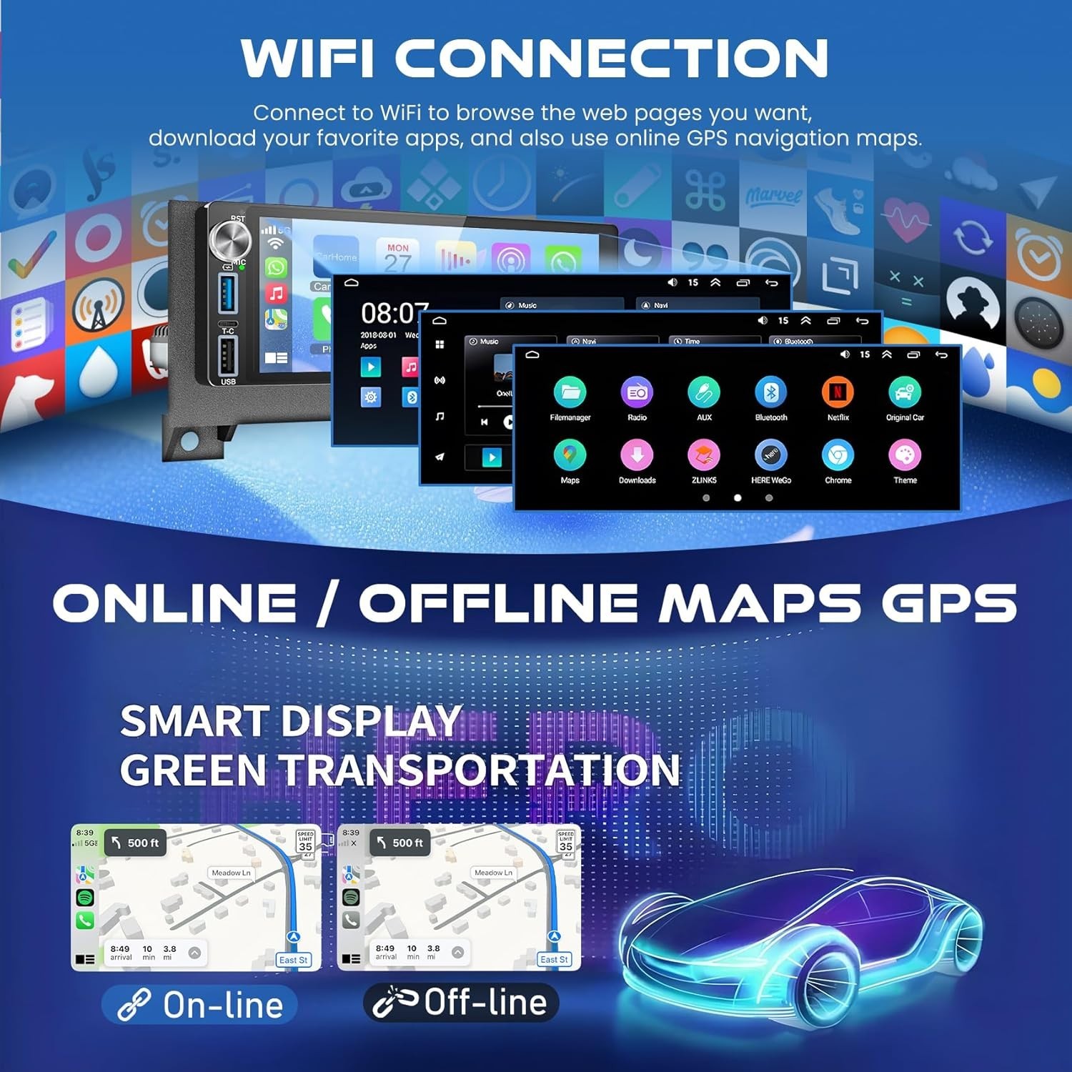 6.2″ 4+64G Android Auto Carplay for Dodge RAM Jeep G.Cherokee Chrysler 1990-2000