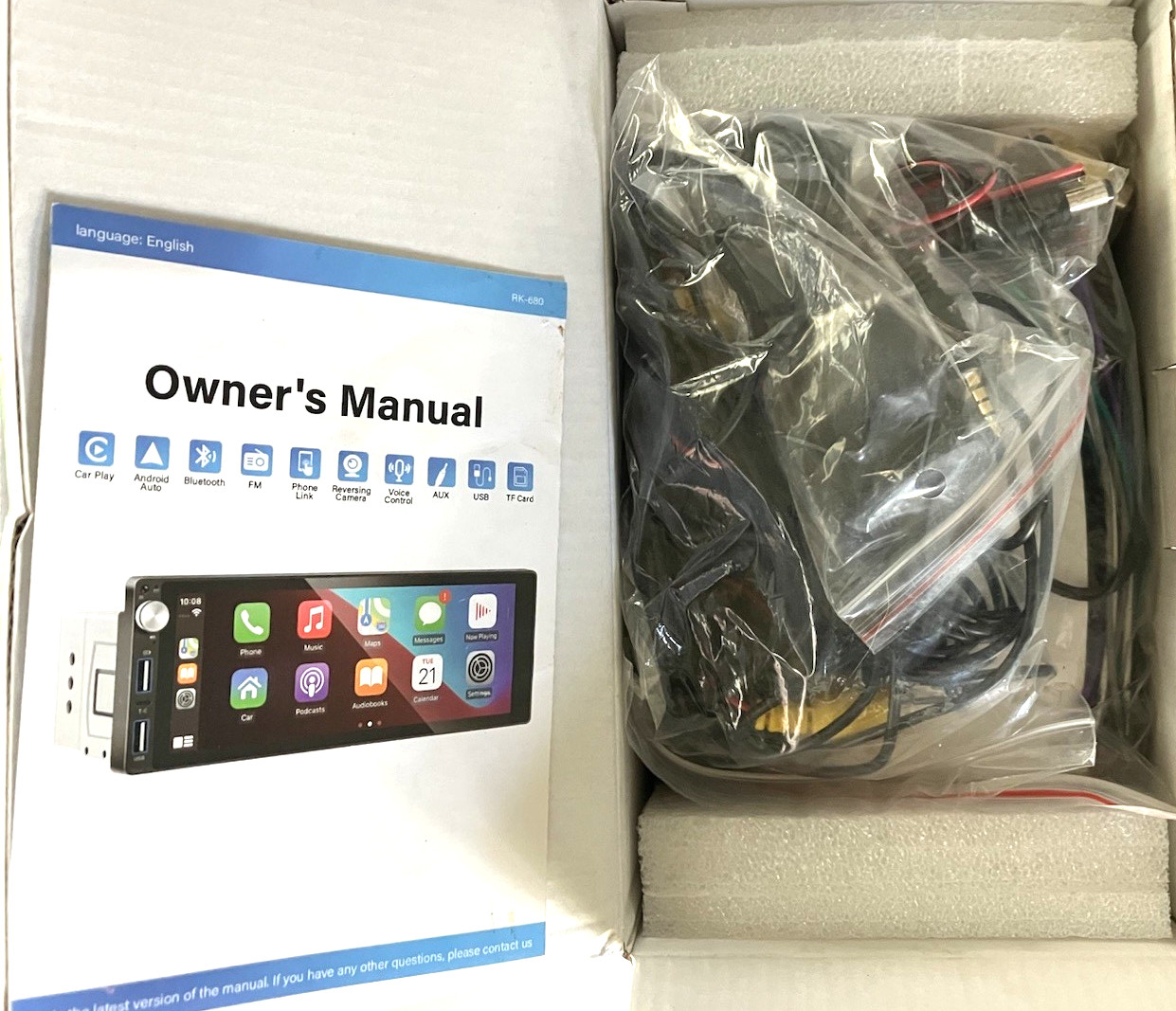 6.9 Inch IPS Touch Screen Car Stereo with Backup Camera FM AM USB EQ SWC #471