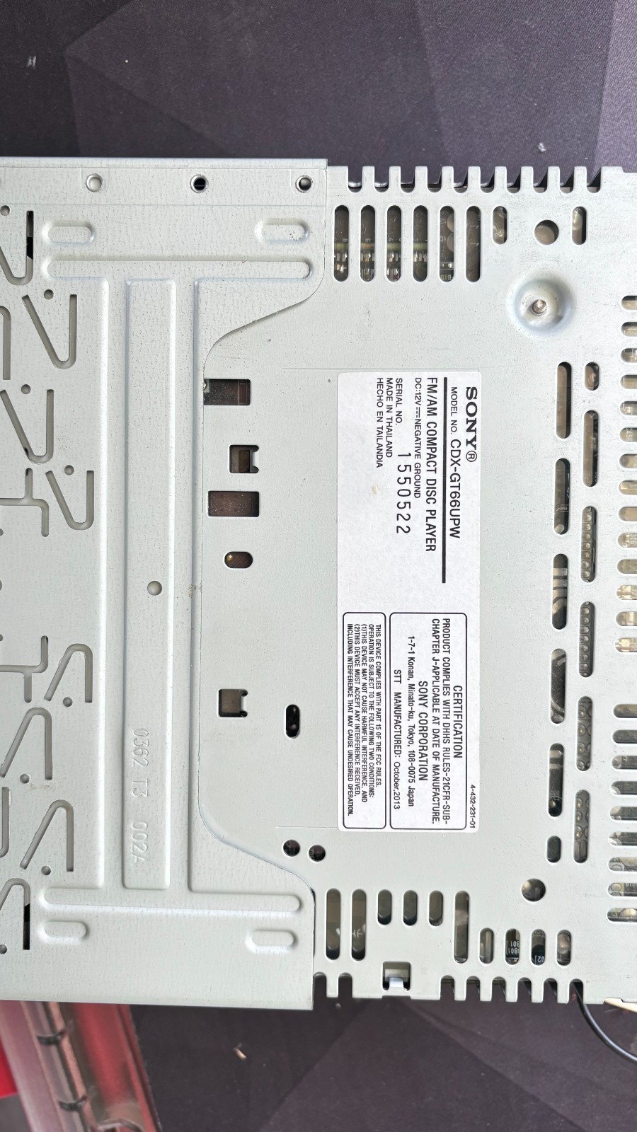 Sony CDX-GT300 CD Player In Dash Receiver