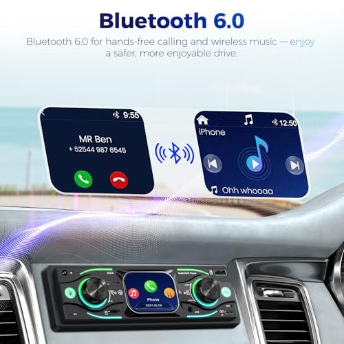 Single DIN Car Stereo with Touchscreen, Bluetooth Audio, Car Radio Receiver,