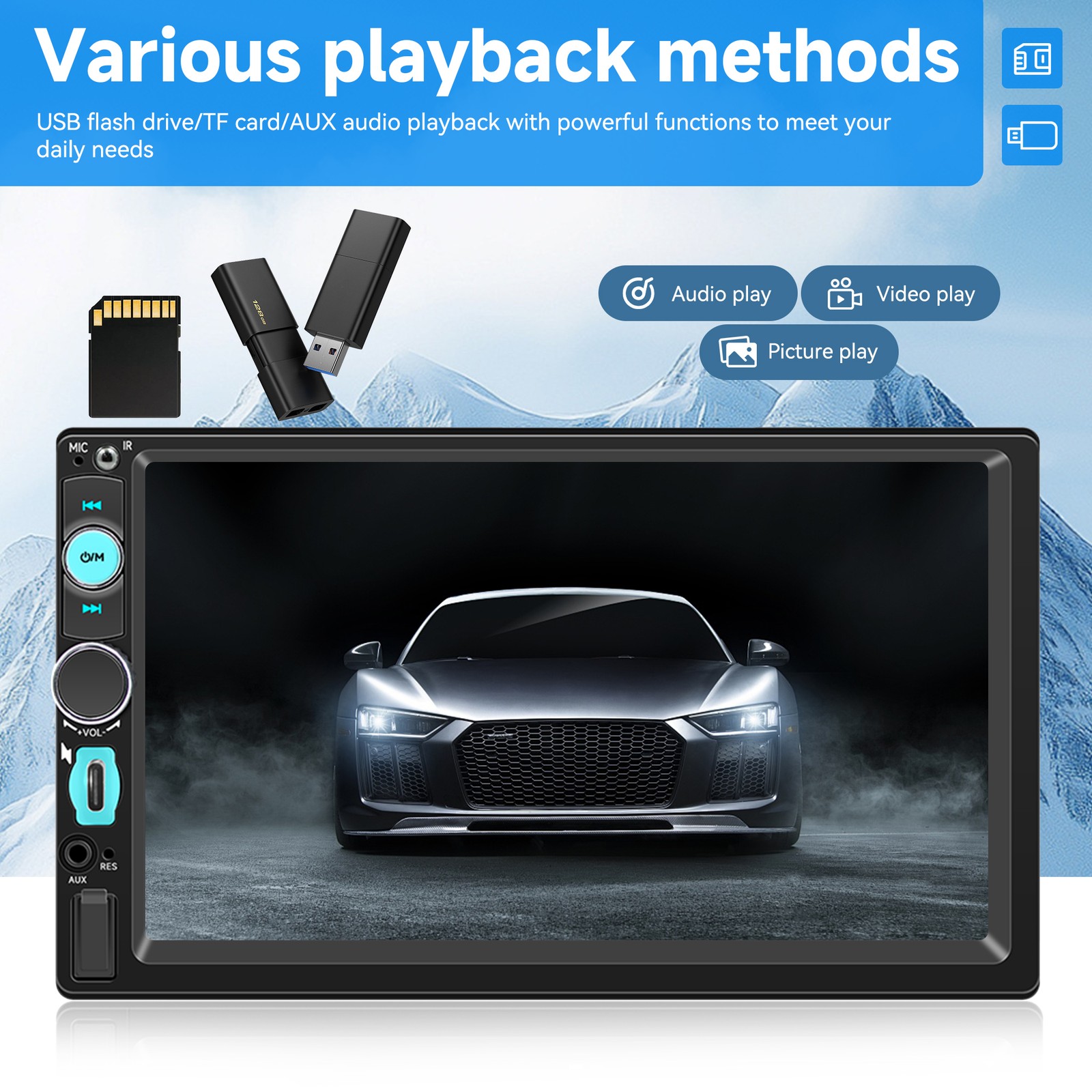 7″ Double 2Din Touch Screen Stereo Bluetooth Radio Car Apple/Android Carplay GPS