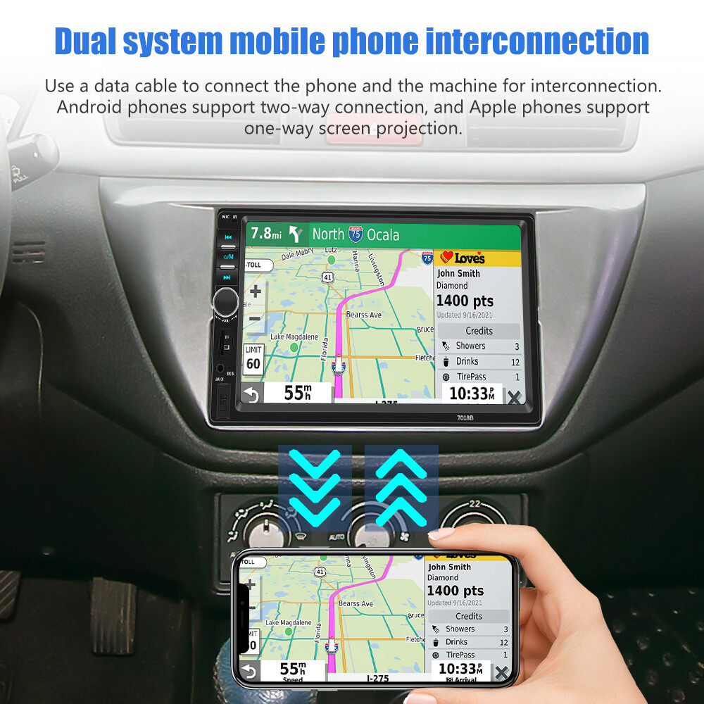 Car Stereo Radio 7″ Touch Screen Double 2 Din Bluetooth MP5 Player with Camera