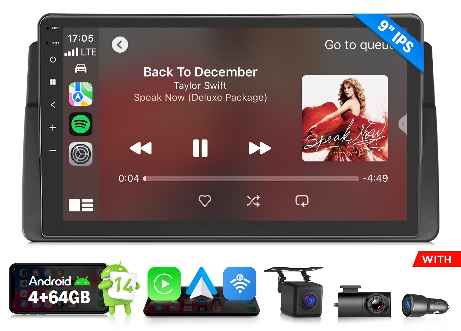 E46X7A Android 14 4+64GB Car Stereo Wireless CarPlay Touchscreen for BMW E46 M3
