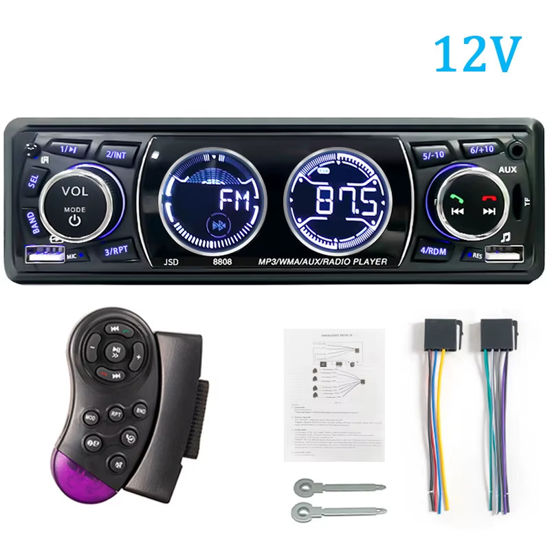 SINOVCLE Car Radio 1Din Audio Bluetooth Stereo MP3 Player FM Receiver 60Wx4 Supp