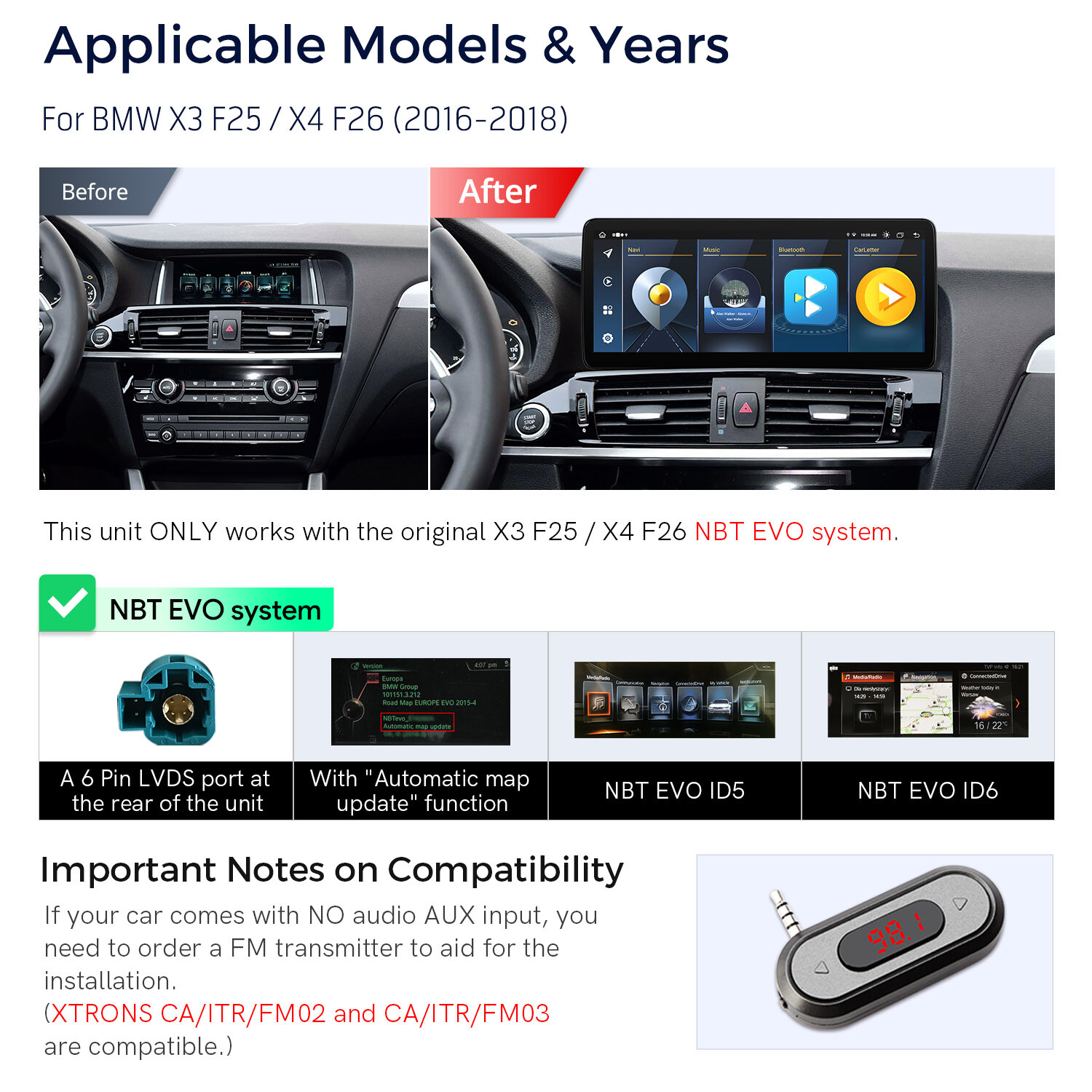 8-Core Android 14 4+64GB Car Play Stereo GPS Navi WIFI For BMW X3 F25 X4 F26 EVO