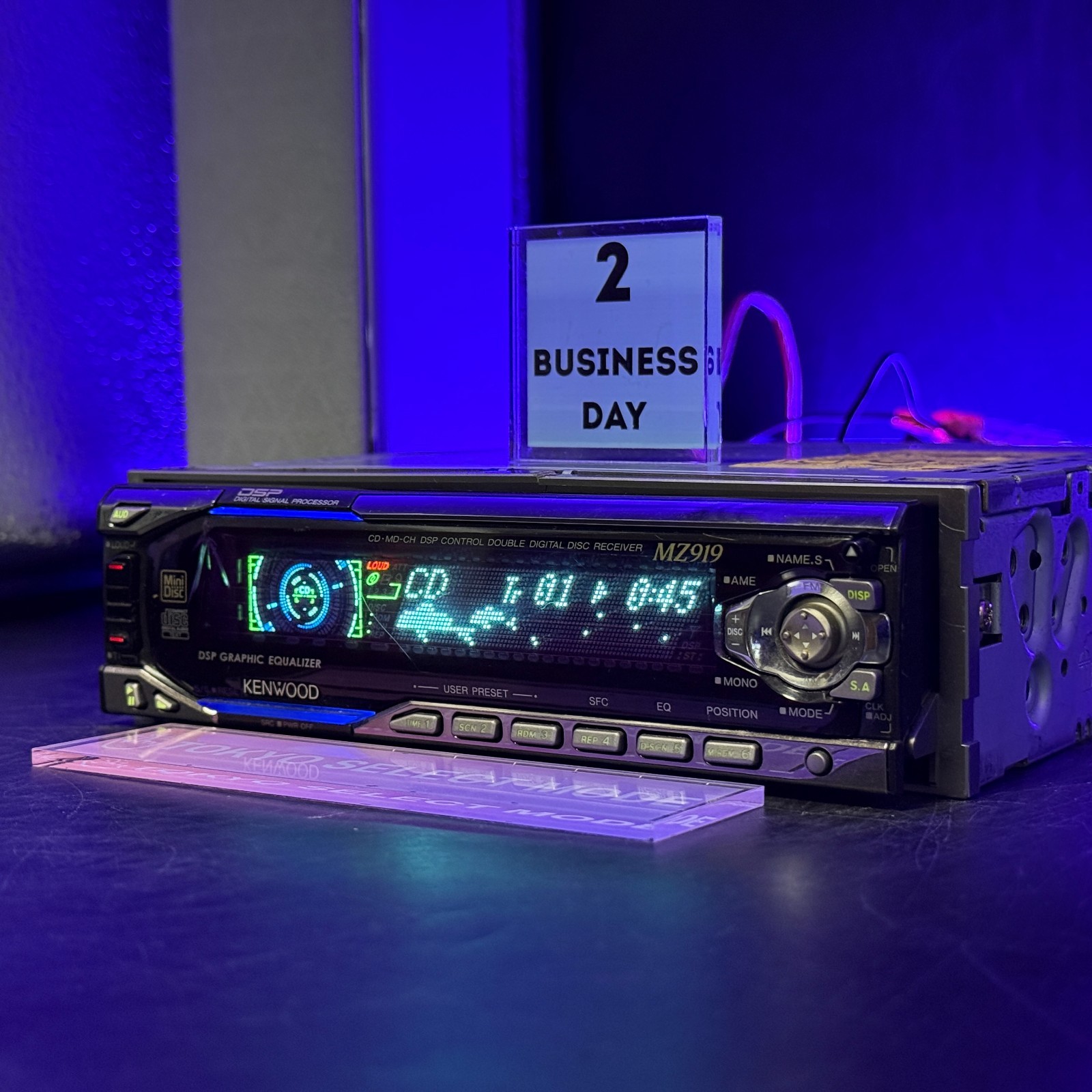 KENWOOD MZ919 1DIN Car Audio CD MD Player JDM Dolphin Display Tested In Stock