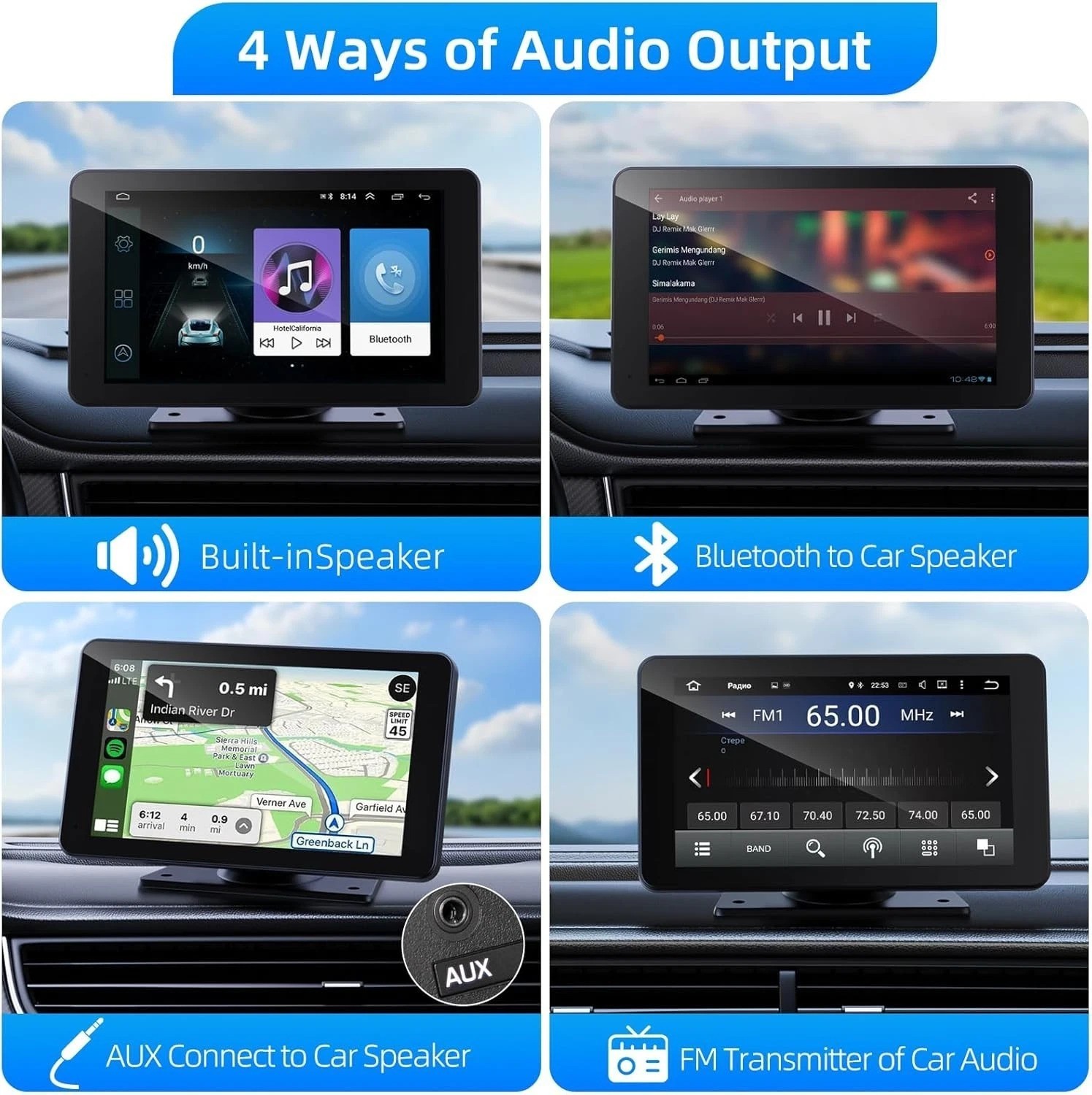 Portable Carplay Screen with Mirror Link – 7″ HD Touchscreen-~