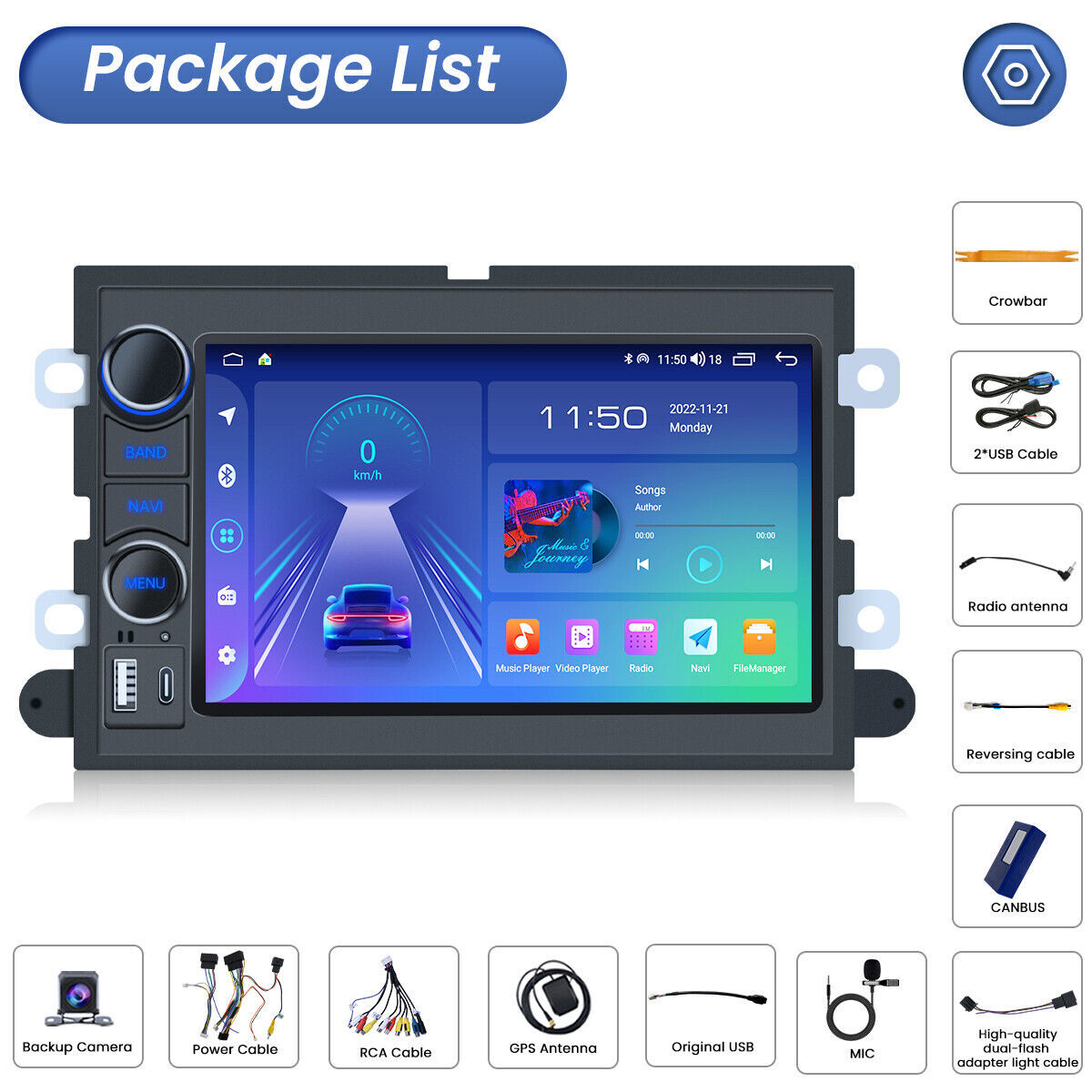 7″ For 2005-2009 Ford Mustang Android 13 Carplay Car Stereo Radio GPS Navi WIFI