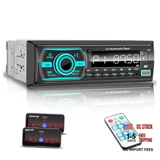 Car Stereo Bluetooth Single Din Radio, Car Audio with Push to Talk BLACK