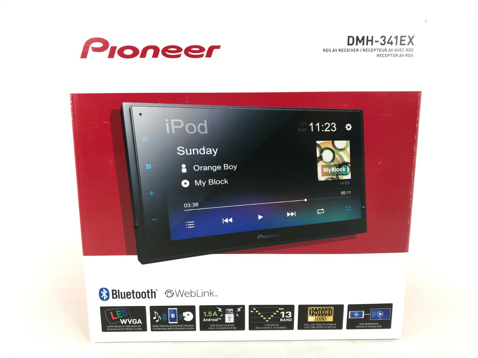 Pioneer DMH-341EX Bluetooth Multimedia Player Android iPhone Alexa USB Mirroring