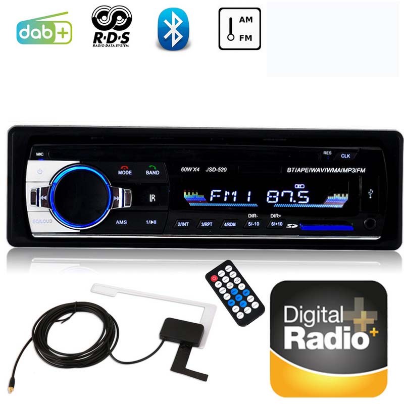 1 DIN Car Audio Player 4x60W Output DAB/FM Radio, Bluetooth, USB/AUX & MP3