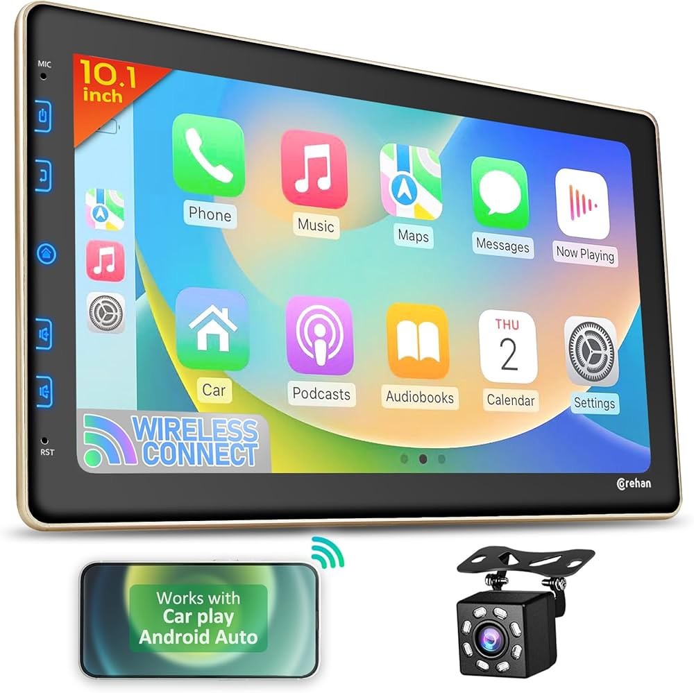 Double Din Car Stereo – 10″ Touchscreen Car Stereo + Bluetooth & Back Camera