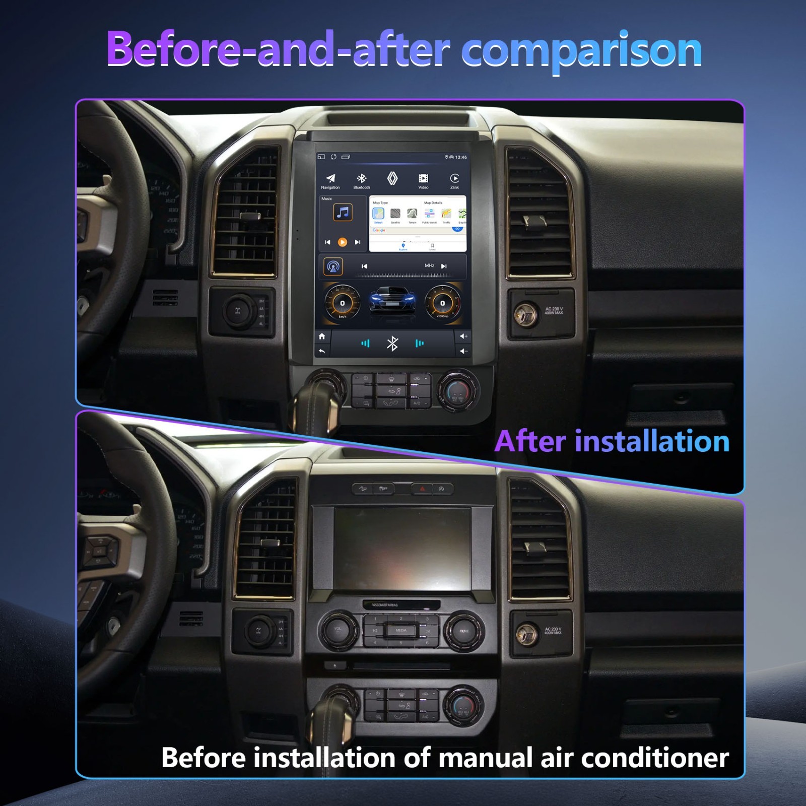 8Core 6+128G Android13 Car Stereo Radio CarPlay GPS Navi For 2015-2020 Ford F150