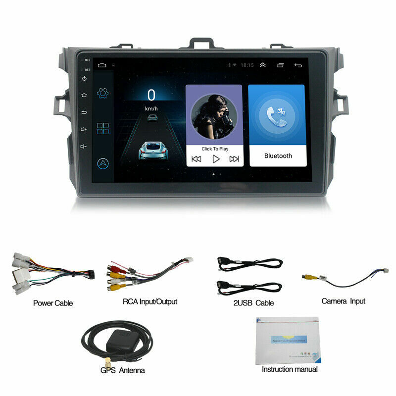 9″ Android 10.1 Car Stereo Radio WIFI FM GPS Navi For Toyota Corolla 07-13+Cam