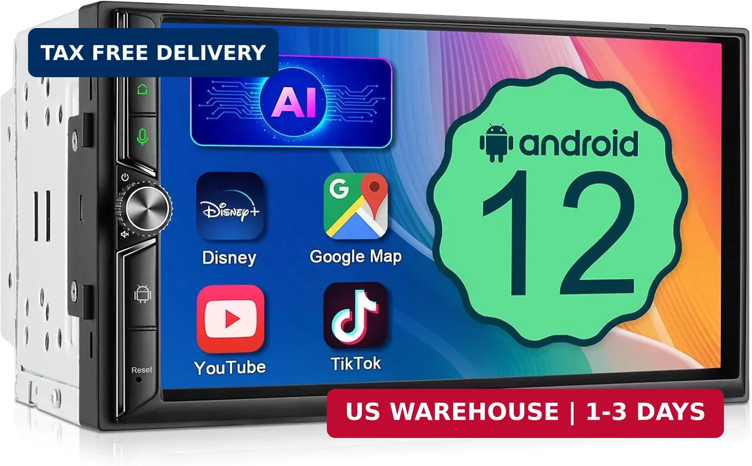 Double Din Car Stereo Wireless Apple CarPlay Android Auto,7 in Android Car Radio
