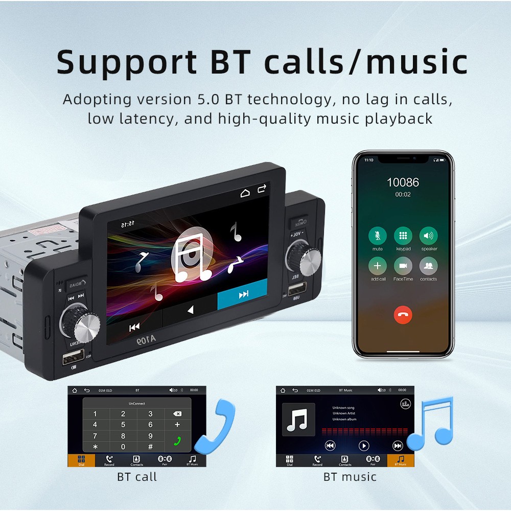Single 1Din 5″ Car Radio with Apple CarPlay Stereo Touch Screen Bluetooth Player