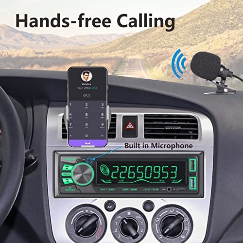 Car Stereo Bluetooth LCD Audio Radio with Brightness Adjustment APP Single Din