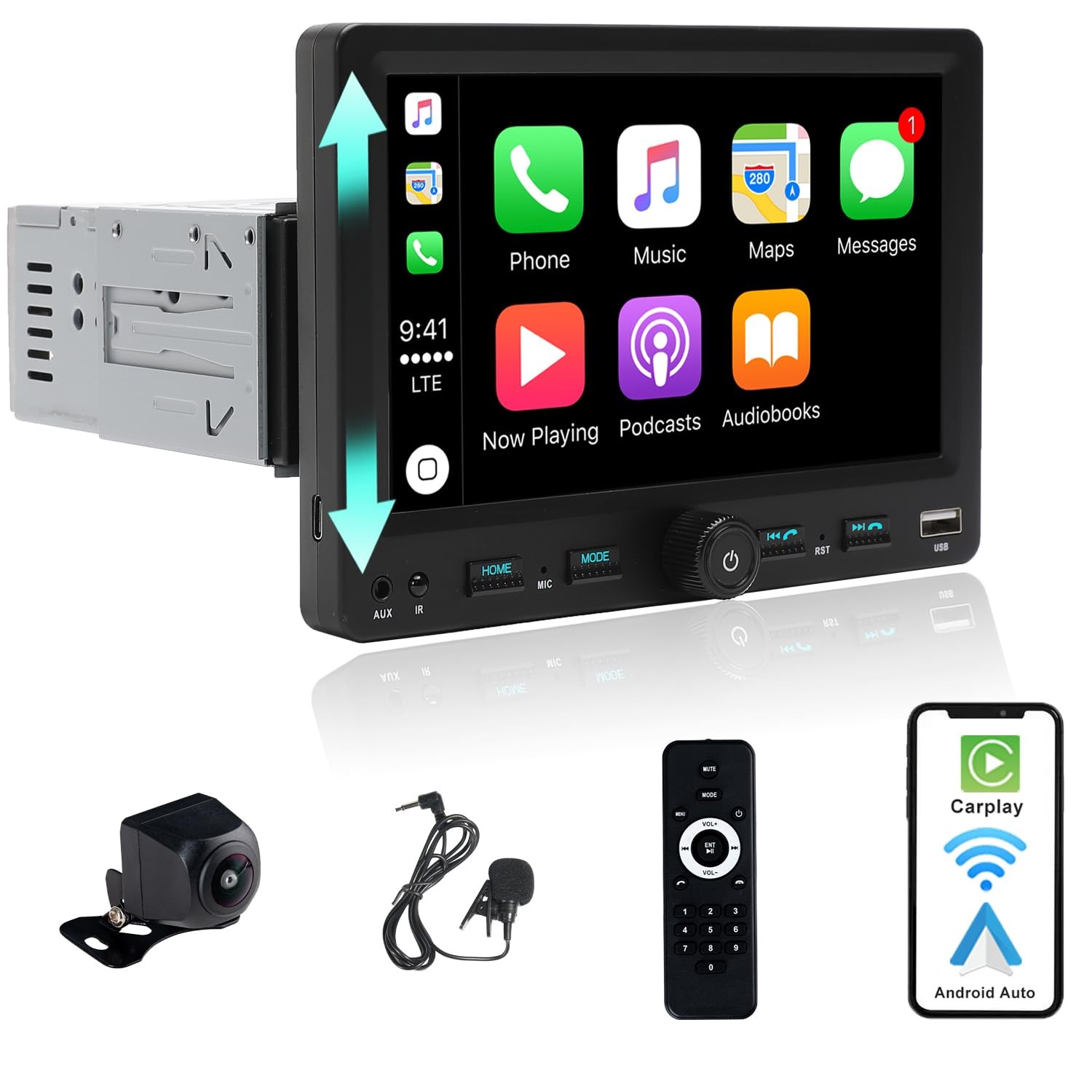 Alondy Single Din Car Radio Touchscreen (7″ Adjustable) Compatible with Apple…
