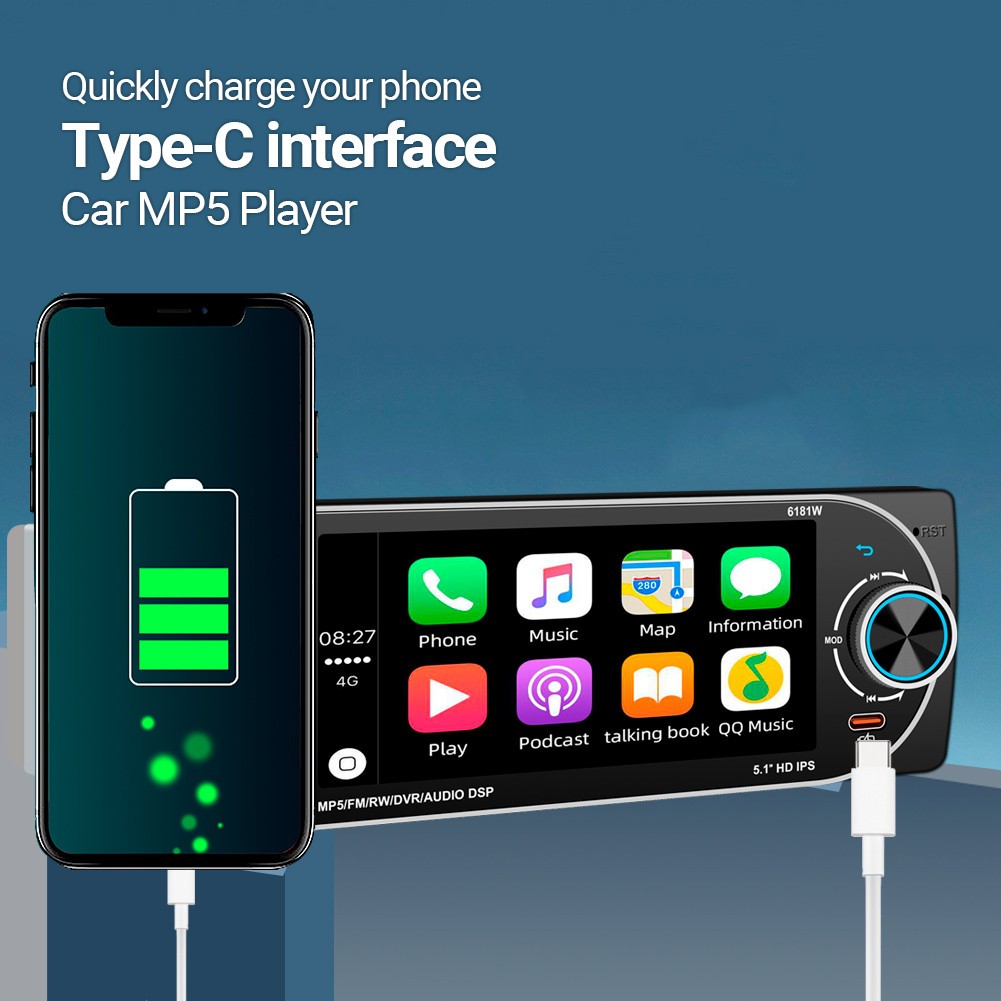 Touch Screen Single 1DIN Car Radio Stereo Player Bluetooth FM/RDS W/8LED Camera